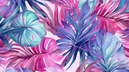 Abstract background with tropical plant leaves