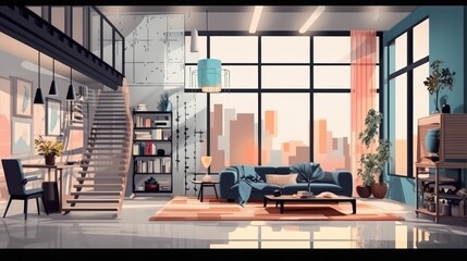 Contemporary loft interior design background