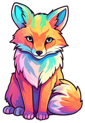 Cute colorful fox illustration sticker vector isolated animal