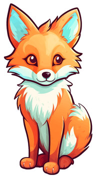 Cute colorful fox illustration sticker vector isolated animal