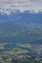 Fototapeta premium Isere river valley and Belledonne mountain range, near Grenoble