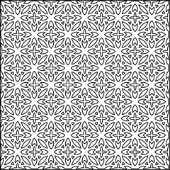 Geometric pattern of lines.  Black and white pattern for web page, textures, card, poster, fabric, textile.