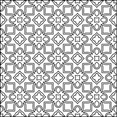Geometric pattern of lines.  Black and white pattern for web page, textures, card, poster, fabric, textile.