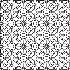 Geometric pattern of lines.  Black and white pattern for web page, textures, card, poster, fabric, textile.
