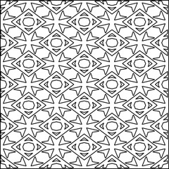 Geometric pattern of lines.  Black and white pattern for web page, textures, card, poster, fabric, textile.