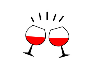 Two glasses of red wine with the flag of Poland. Vector illustration