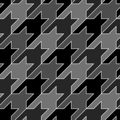 Seamless surface pattern design with houndstooth material ornament. Tooth figures wallpaper. Fabric background. Cloth mosaic. Digital paper, textile print, page fill, web designing. Vector art