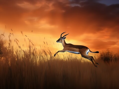 The Majestic Leap of a Gazelle in the African Savannah