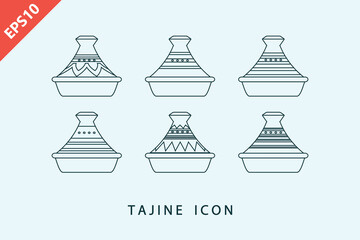 Hand drawn Moroccan steam food tajine design icon vector illustration