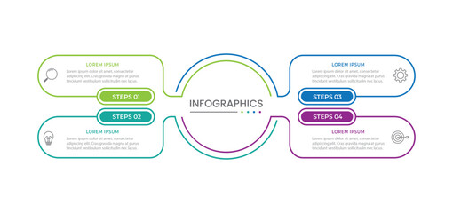 Circle infographic template with four steps or options, process chart, vector illustration