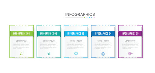 Presentation business infographic template with 5 options, steps