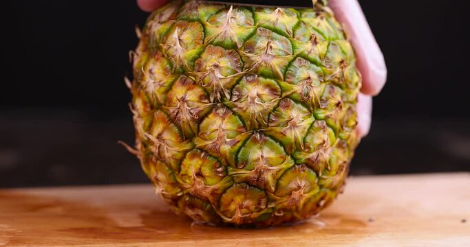 cut pulp of peeled ripe pineapple , sweet delicious yellow pineapple cut into pieces