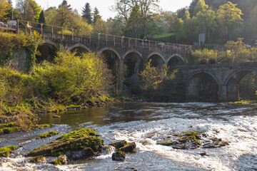 Fototapeta premium Bridge over the Dee river. Llangollen, Denbighshire, Wales.