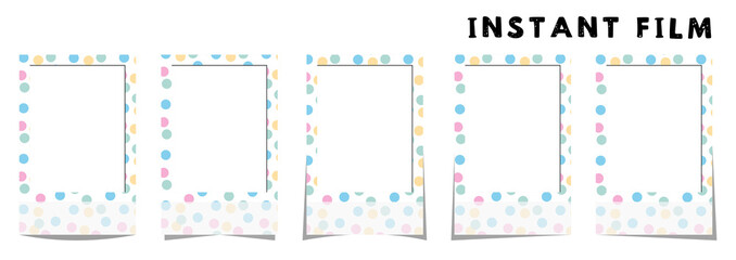 Instant film style frame,White ,dot,2インスタントフィルム風フレーム,白,水玉,PNG