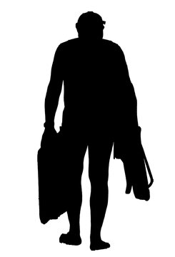 recommend clip art: Adult man walking in a swimsuit isolated silhouette