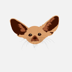 Cute Puppy Head illustration vector Fennec fox, Vector Dog Face