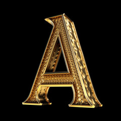 alphabet, letter, font, 3d, symbol, a, number, sign, text, illustration, gold, four, abc, design, 4, metal, type, vector, icon, golden, letters, metallic, texture, character, element, generative, ai, 
