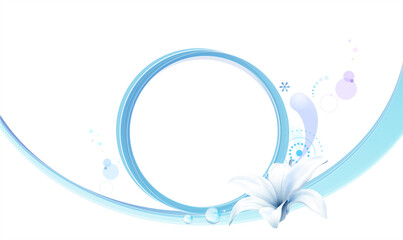 blue floral spiral line photo frame background design