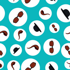 Seamless Pattern of Fathers day. Vector Hand Drawn Happy Father's Day Background.