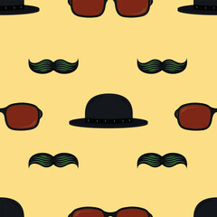 Seamless Pattern of Fathers day. Vector Hand Drawn Happy Father's Day Background.