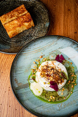 camember cheese with berry sauce