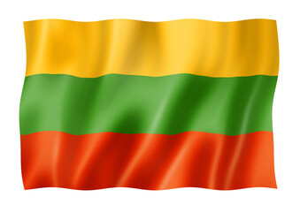Lithuanian flag isolated on white - obrazy, fototapety, plakaty