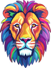 Fototapeta na wymiar Lion head colorful vivid isolated vector ilustration cartoon 2d style 