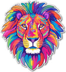 Lion head colorful vivid  isolated vector ilustration cartoon 2d style 