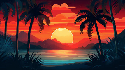 Fototapeta na wymiar Beautiful Sunset Painting
