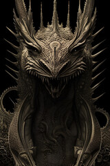 Portrait of a real dragon, big face close-up, generative ai