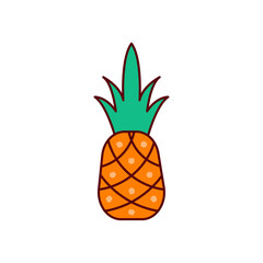 Pineapple fruit vector in flat design. Summer fruits for healthy lifestyle