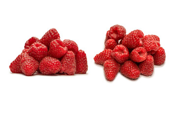 Tasty raspberries isolated on  white background.