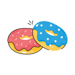 Donut doodle vector filled outline icon. EPS 10 file