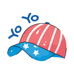 Cap doodle vector filled outline icon. EPS 10 file