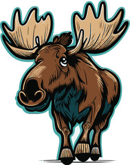 A Moose Cute Vector, Animal, Cartoon