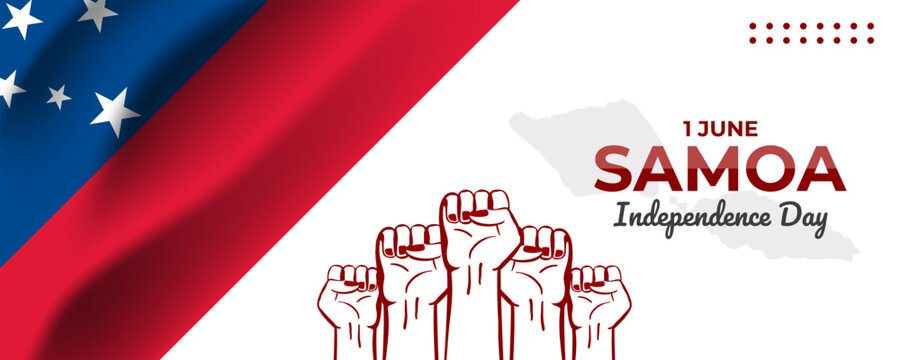 Samoa Independence Day on 01 June Banner Background. Horizontal Banner Template Design. Vector Illustration