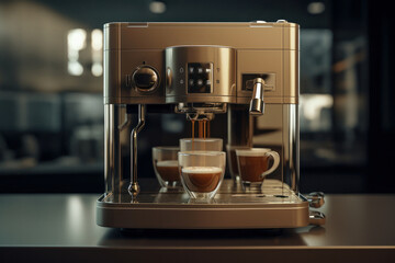 coffee machine in the interior. Futuristic coffee maker