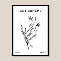 Abstract boho style botanical vector art print poster for your wall art gallery
