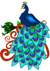 Fototapeta premium Peacock design Rangoli - Indian Peacock Pattern
