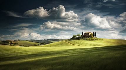 Tuscan Landscape in the Style of an OS Wallpaper - generative AI