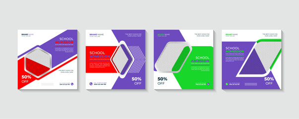 A flyer for a school admission company social post template set