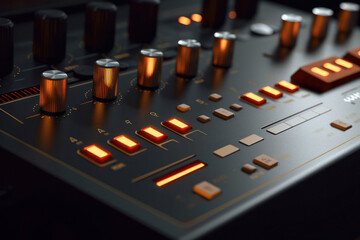 sound engineer mixing console. generative ai - obrazy, fototapety, plakaty