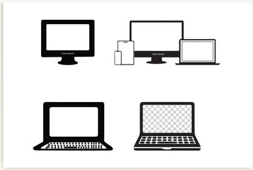 Laptop computer or notebook computer flat icon for apps and websites, vector.
