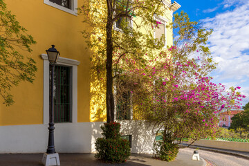Fototapeta na wymiar Puerto Rico colorful colonial architecture in historic city center.