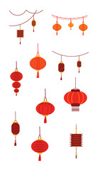Fototapeta na wymiar Chinese New Year Lantern Illustration Set Collection