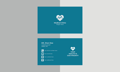 Professional medical style business card . Medical healthcare or hospital and business card template.