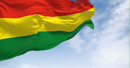 Bolivia national flag waving in the wind on a clear day