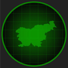 Vector map Slovenia on the radar screen