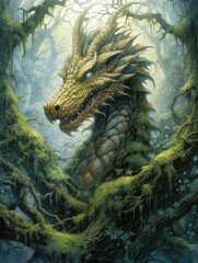 Fototapeta na wymiar Linden dragon in the forest 