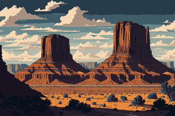 Grand Canyon. Grand canyon vector illustration. Panorama of the Grand Canyon Arizona.